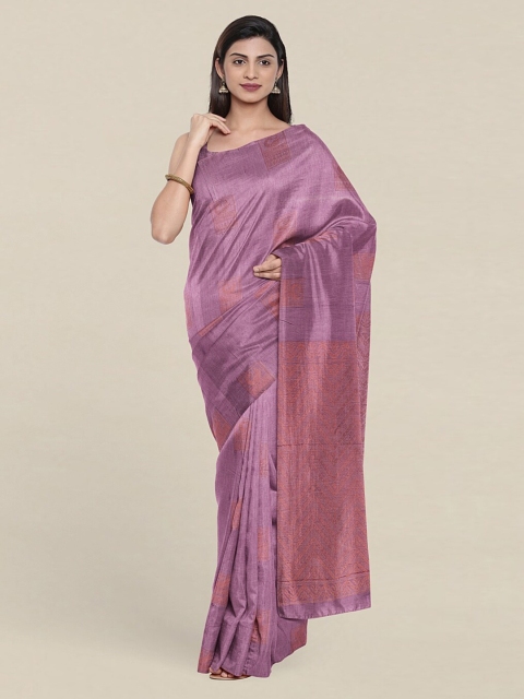 

Pothys Lavender & Copper-Toned Ethnic Motifs Zari Pure Silk Saree