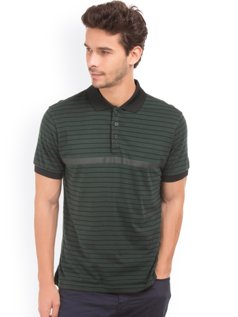 

Nautica Men Green Striped Polo Collar T-shirt