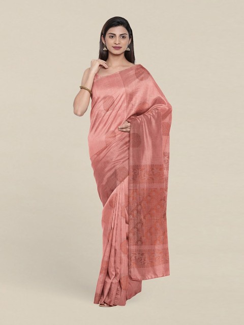 

Pothys Peach-Coloured & Copper-Toned Woven Design Zari Pure Silk Saree