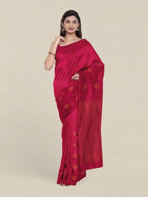

Pothys Red & Copper-Toned Woven Design Pure Silk Saree