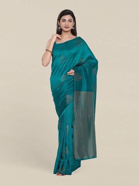 

Pothys Woven Design Zari Pure Silk Saree, Teal