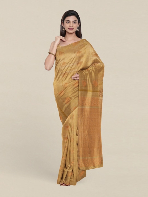 

Pothys Cream-Coloured & Copper-Toned Woven Design Zari Pure Silk Saree