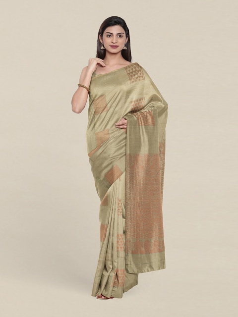 

Pothys Tan & Copper-Toned Zari Pure Silk Saree