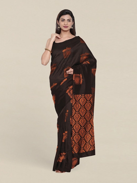 

Pothys Woven Design Zari Pure Silk Saree, Coffee brown