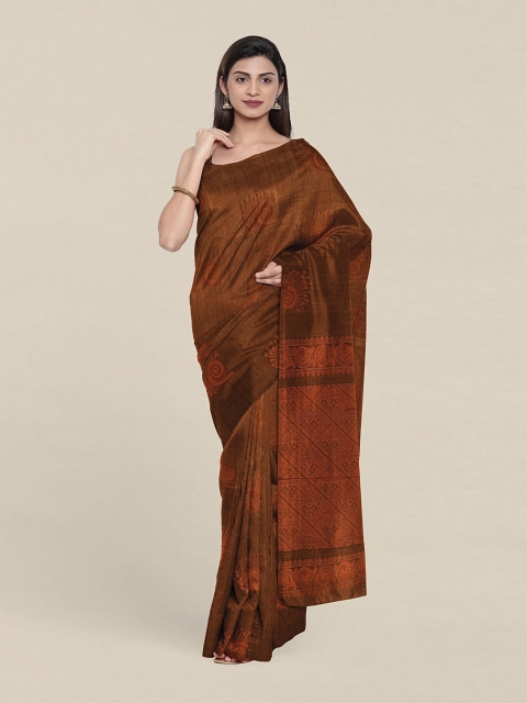 

Pothys Woven Design Zari Pure Silk Saree, Brown