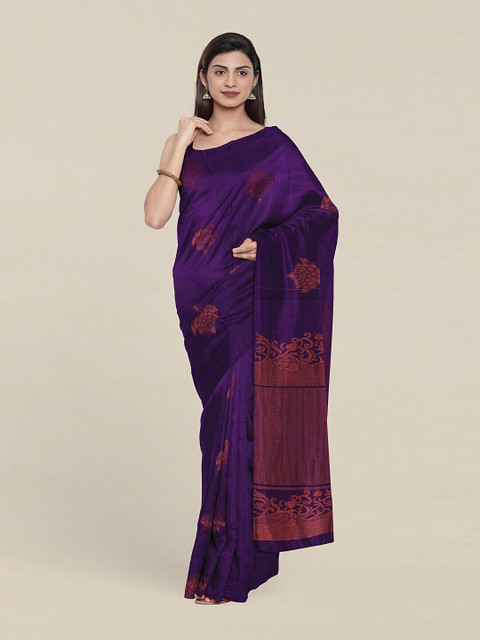 

Pothys Ethnic Motifs Zari Pure Silk Saree, Violet