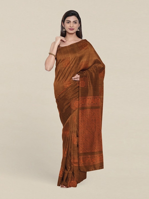 

Pothys Woven Design Zari Pure Silk Saree, Brown
