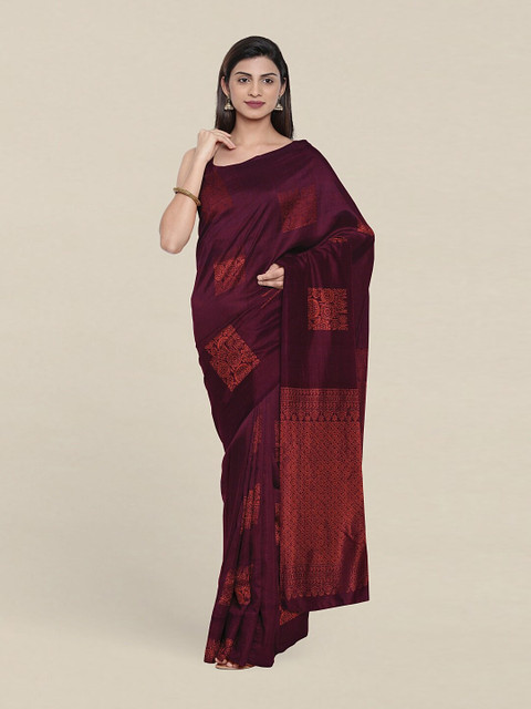 

Pothys Ethnic Motifs Zari Pure Silk Saree With Blouse Piece, Purple