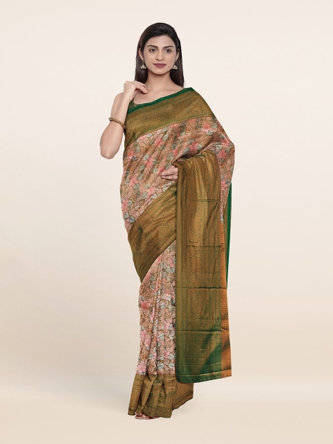 

Pothys Green & Gold-Toned Floral Zari Pure Silk Saree