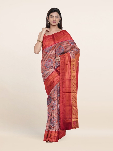 

Pothys Floral Zari Pure Silk Saree, Peach