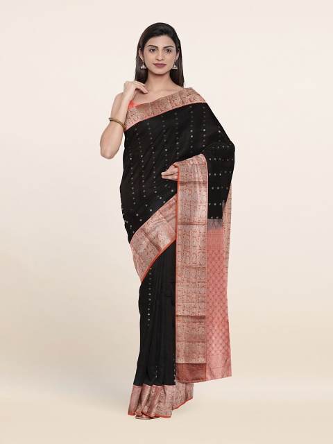

Pothys Black & Pink Woven Design Zari Pure Silk Kanjeevaram Saree