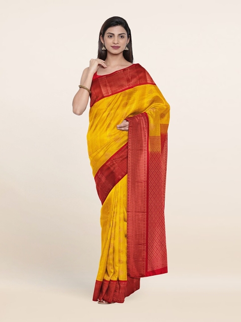 

Pothys Yellow & Red Woven Design Zari Pure Silk Kanjeevaram Saree