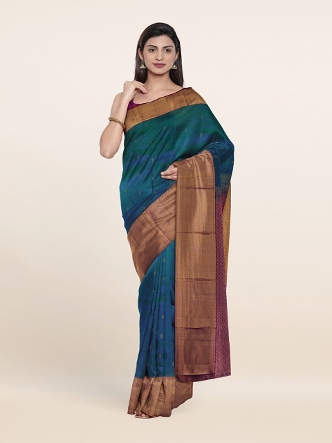 

Pothys Blue & Violet Woven Design Zari Pure Silk Kanjeevaram Saree