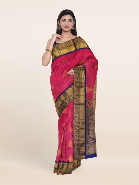 

Pothys Pink & Blue Woven Design Zari Pure Silk Kanjeevaram Saree