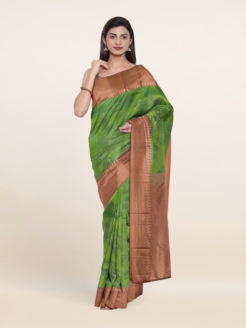 

Pothys Green & Copper-Toned Zari Pure Silk Kanjeevaram Saree