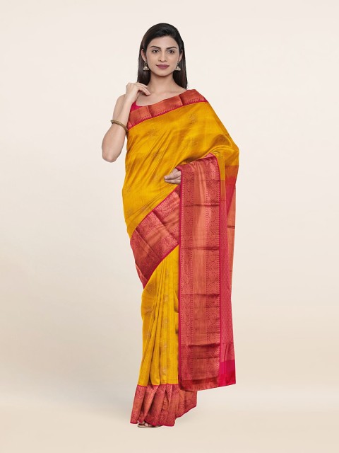

Pothys Woven Design Zari Pure Silk Kanjeevaram Saree, Yellow