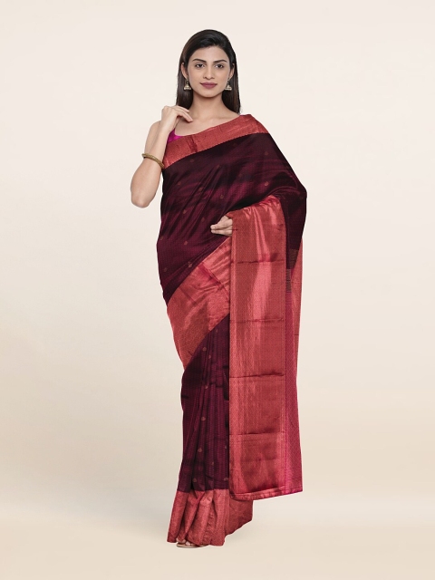 

Pothys Purple & Pink Floral Zari Pure Silk Kanjeevaram Saree
