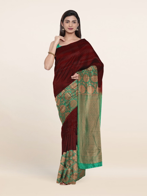 

Pothys Maroon & Green Woven Design Zari Pure Silk Saree