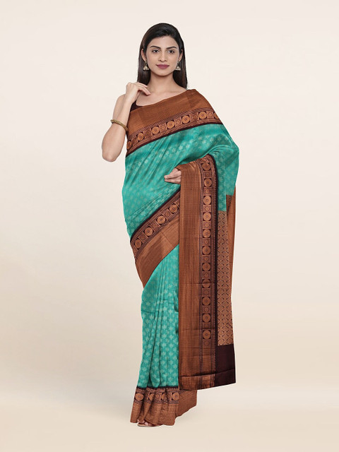 

Pothys Green & Brown Woven Design Zari Pure Silk Saree