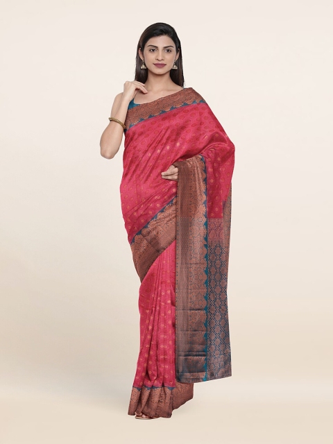 

Pothys Pink & Turquoise Blue Woven Design Zari Pure Silk Saree