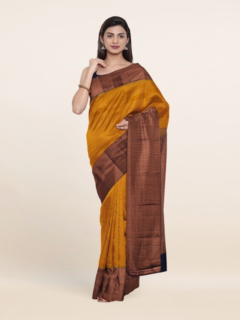 

Pothys Mustard & Blue Woven Design Zari Pure Silk Saree