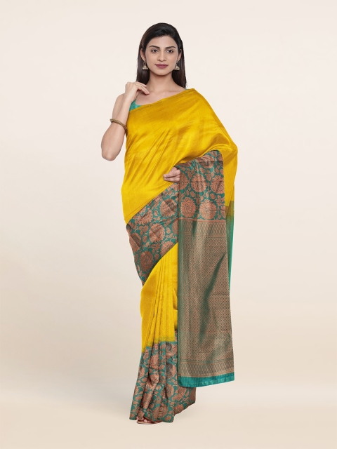 

Pothys Floral Zari Pure Silk Saree, Yellow