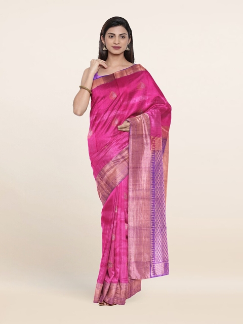 

Pothys Pink & Purple Woven Design Zari Pure Silk Kanjeevaram Saree