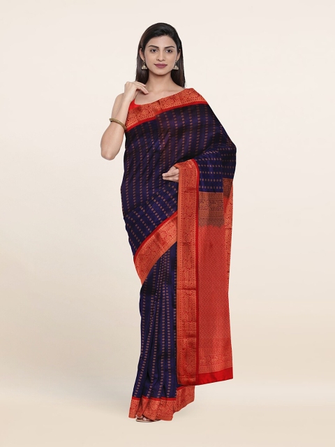 

Pothys Ethnic Motifs Zari Pure Silk Kanjeevaram Saree, Navy blue