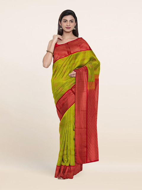 

Pothys Woven Design Zari Pure Silk Kanjeevaram Saree, Green