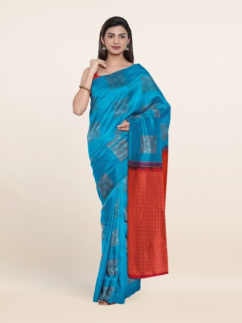 

Pothys Woven Design Zari Pure Silk Kanjeevaram Saree, Blue