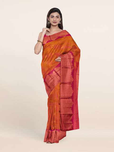 

Pothys Woven Design Zari Pure Silk Kanjeevaram Saree, Orange