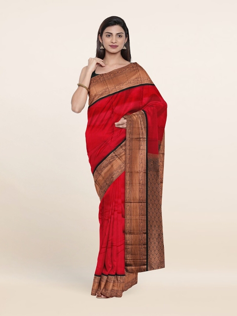

Pothys Red & Black Woven Design Zari Pure Silk Kanjeevaram Saree