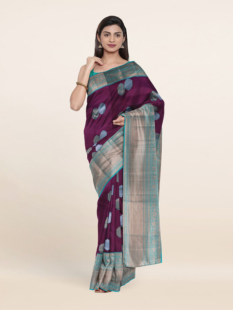 

Pothys Woven Design Zari Pure Silk Kanjeevaram Saree, Purple