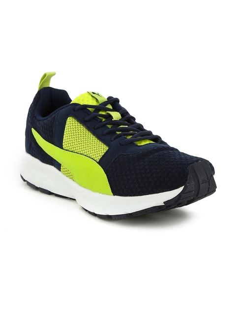 

Puma Men Navy & Lime Yellow Deng Sneakers, Navy blue