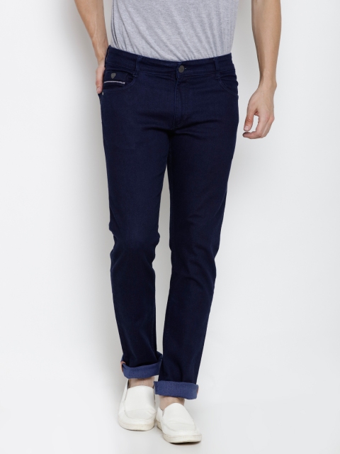 

John Players Men Navy Slim Fit Low-Rise Clean Look Stretchable Jeans, Navy blue
