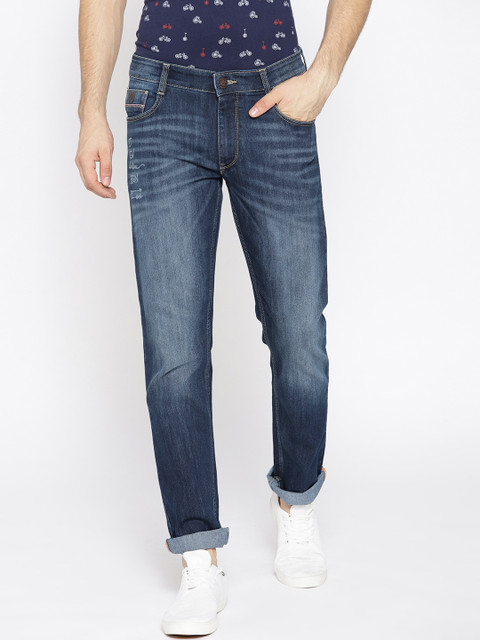 

John Players Men Blue Slim Fit Mid-Rise Clean Look Stretchable Jeans