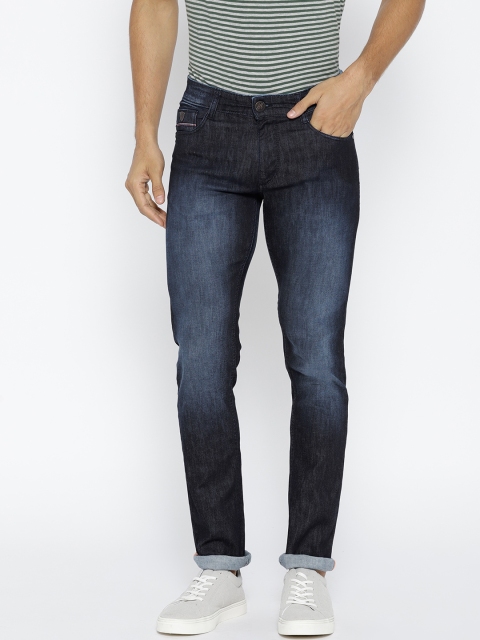 

John Players Men Navy Slim Fit Low-Rise Clean Look Stretchable Jeans, Navy blue