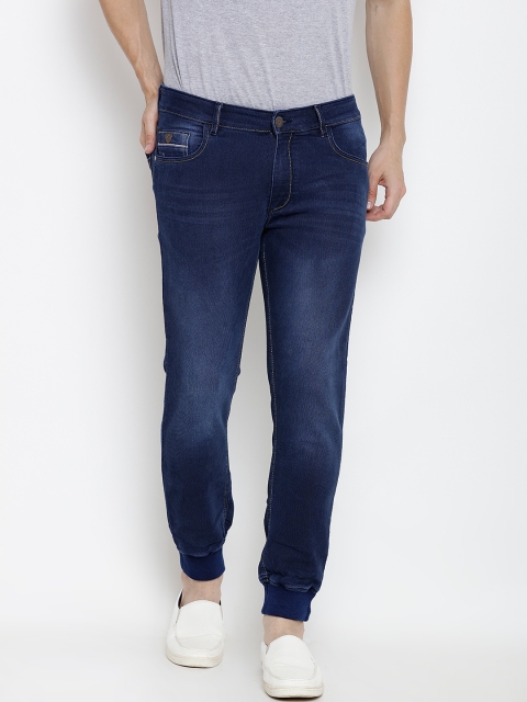 

John Players Men Navy Slim Fit Low-Rise Clean Look Stretchable Jogg Jeans, Navy blue