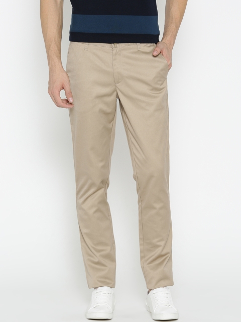 

John Players Men Khaki Slim Fit Solid Casual Trousers