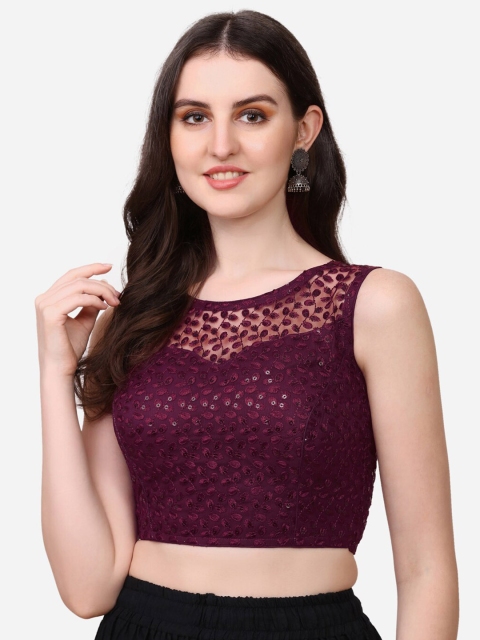 

Fab Dadu Embroidered Saree Blouse, Burgundy