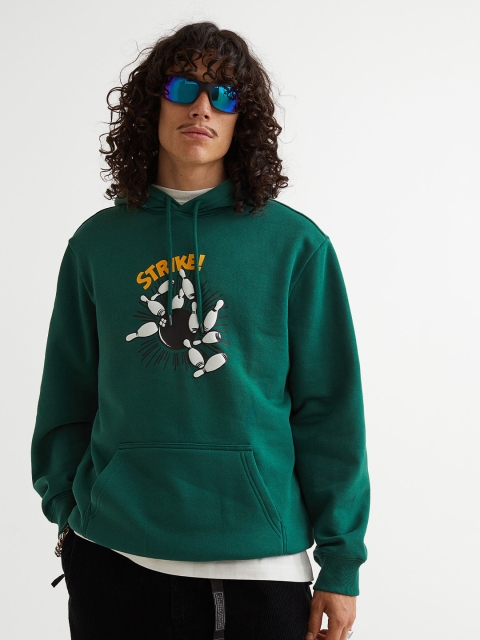 

H&M Men Green Printed Regular Fit Hoodie