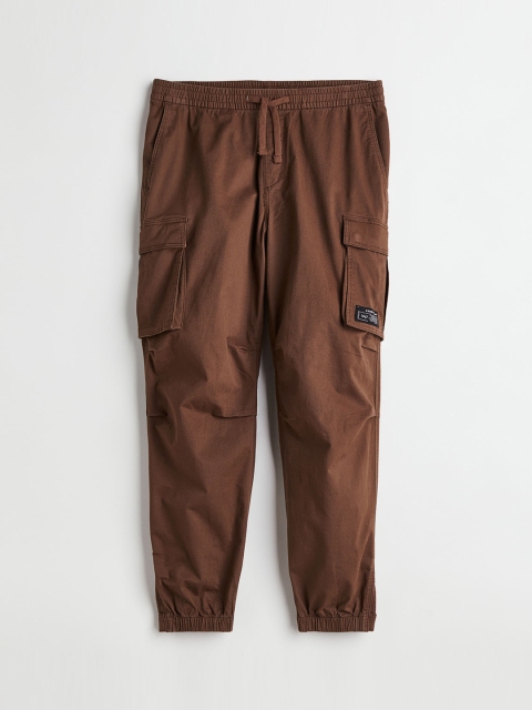 

H&M Men Brown Relaxed Fit Cotton cargo joggers