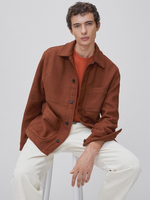 

H&M Men Brown Wool-blend Jacket