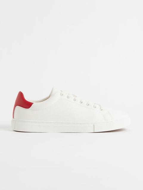 

H&M Men White & Maroon Colourblocked Trainers