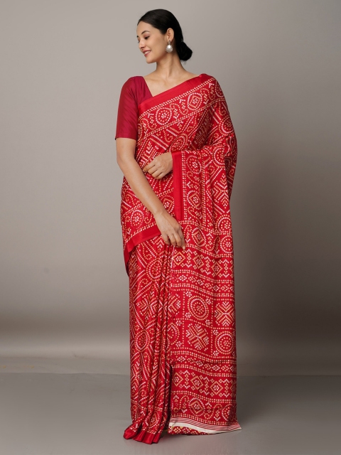 

Unnati Silks Bandhani Crepe Soft Silk Saree, Maroon