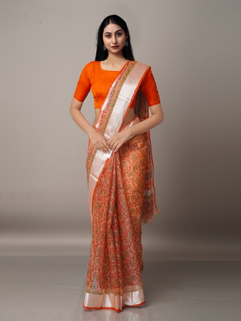 

Unnati Silks Ethnic Motifs Zari Pure Cotton Kota Saree, Red