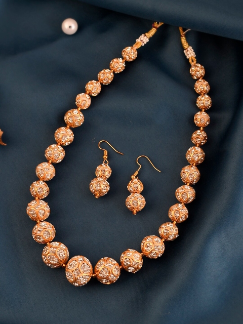 

Silvermerc Designs Gold-Plated AD Studded Enamelled Jewellery Set