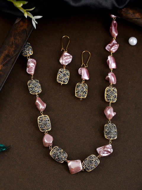 

Silvermerc Designs Gold-Plated Quartz Studded Jewellery Set