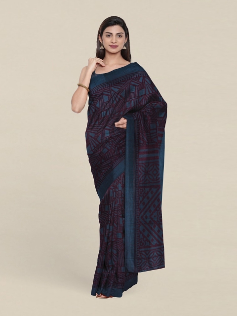

Pothys Printed Cotton Blend Saree With Blouse Piece, Blue
