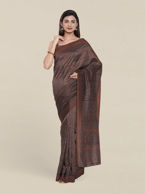 

Pothys Grey & Copper-Toned Floral Saree